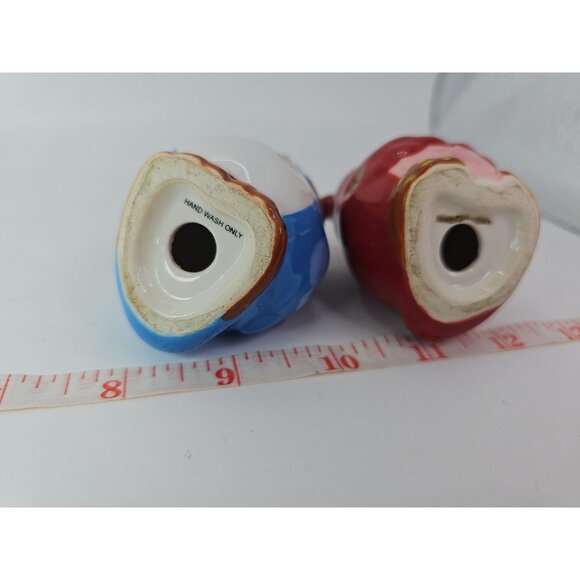 SALT & PEPPER SHAKERS Kitchen Kissing Owls Topsy Turvy Magnetic VTG - Picture 12 of 16